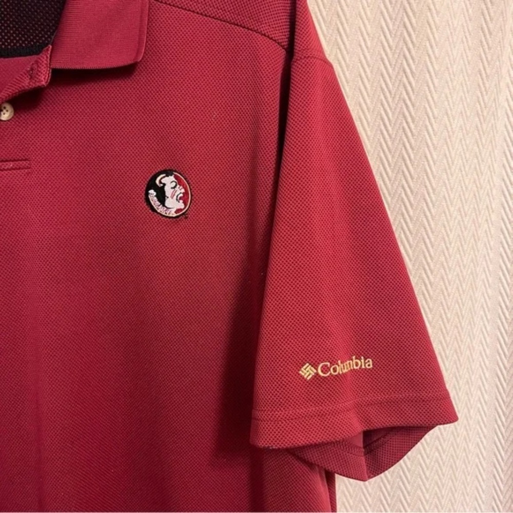 Columbia Sportswear Florida State University Seminole Logo Men's Garnet Polo XL - Picture 2 of 6
